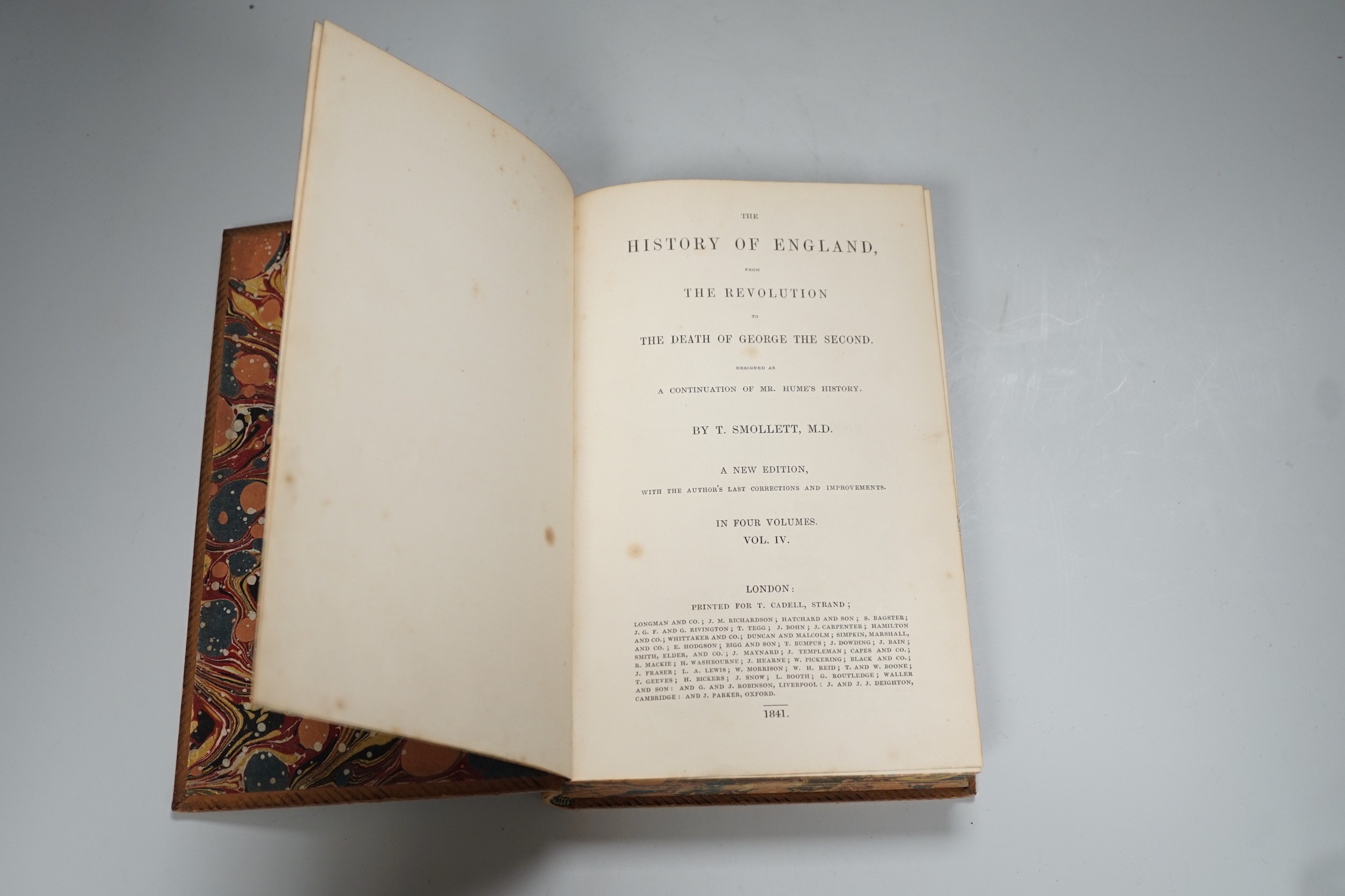 Hume, David - The History of England ... new edition, 6 vols. portrait frontis.; together with Smollet, Thomas - The History of England ... designed as a continuation of Mr Hume's History.